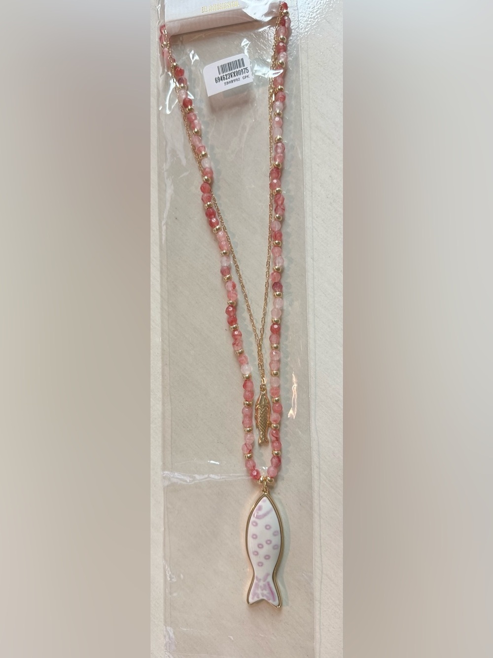 NEW Fish 🐠 Pendant Accent Beaded Chain Layered Necklace - Picture 3 of 3